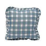 Gingham Blue Cushion Cover - Ruffles - 50x50cm