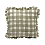 Gingham Sage Cushion Cover - Ruffles - 50x50cm