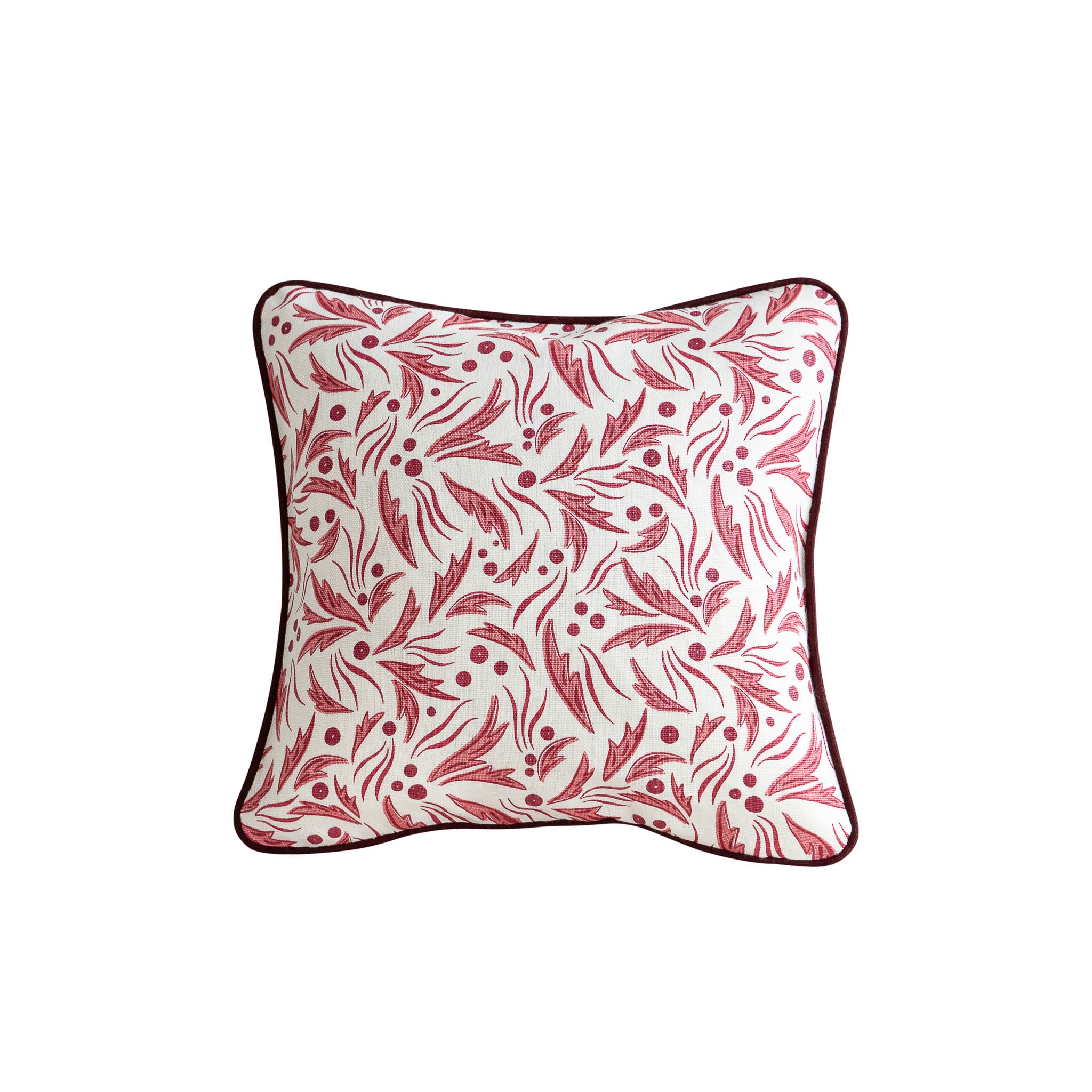 Sophia Raspberry Cushion Cover - Ruby Piping - 40x40cm