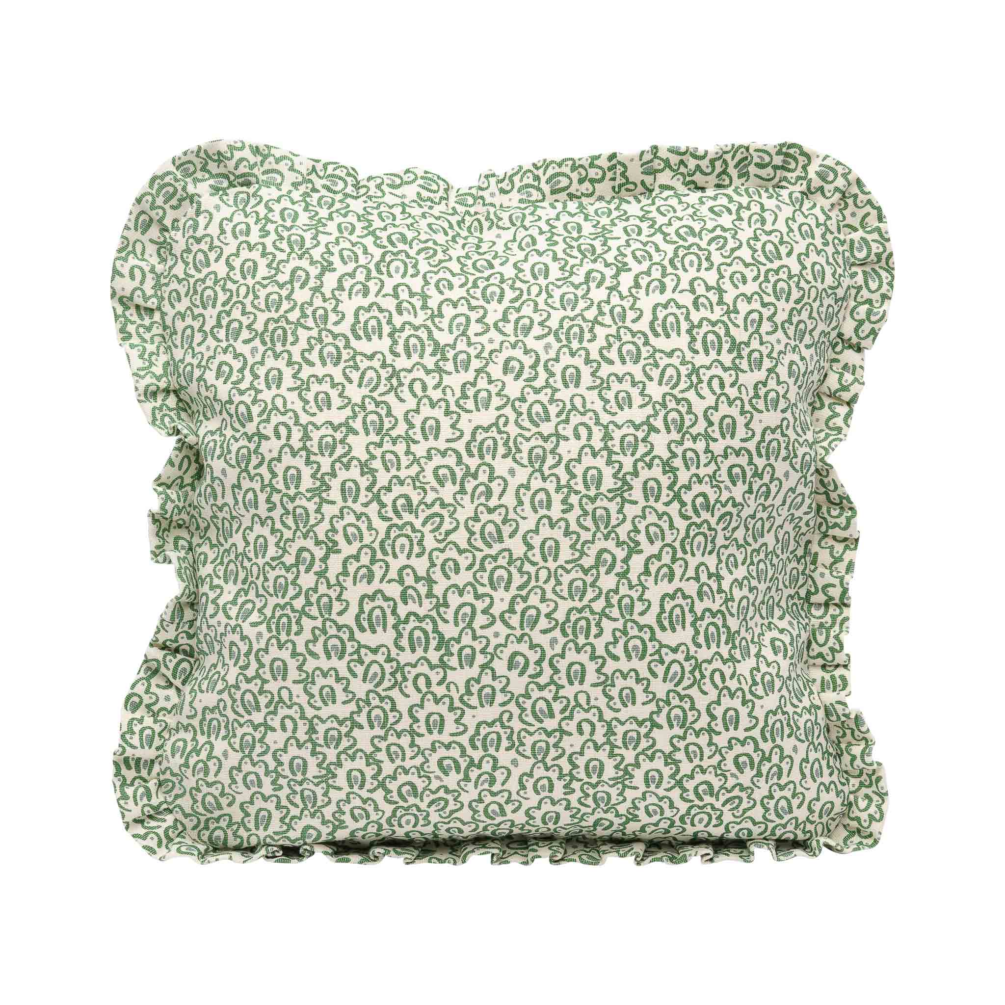 Barbro Green Cushion Cover - Ruffles - 50x50cm