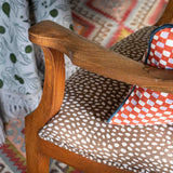 Faye Rust & Lilac cushion w. indigo piping
