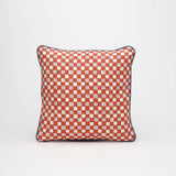 Faye Rust & Lilac cushion w. indigo piping