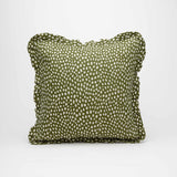 Spotty Moss ruffled cushion cover
