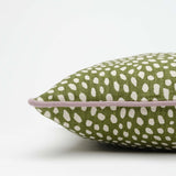 Spotty Moss cushion w grape piping