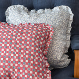 Faye Raspberry ruffled cushion cover