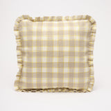 Gingham Taupe ruffled cushion cover