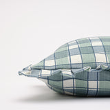 Gingham Seafoam ruffled cushion cover