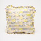 Marianne Lemon Blue ruffled cushion cover