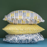 Marianne Lemon Blue ruffled cushion cover