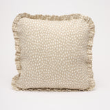 Spotty Taupe ruffled cushion cover